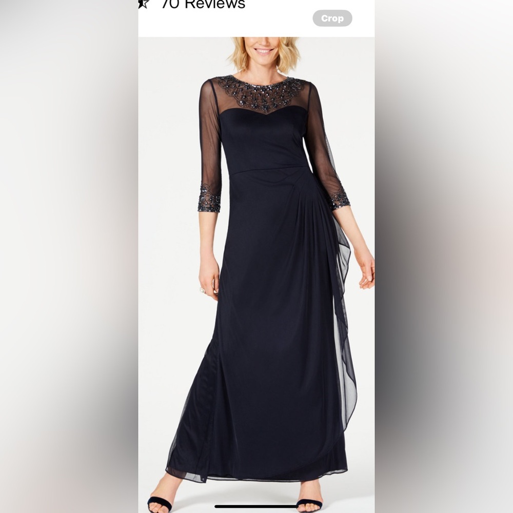 Alex Evenings Women’s Illusion Embellished A-Line Gown